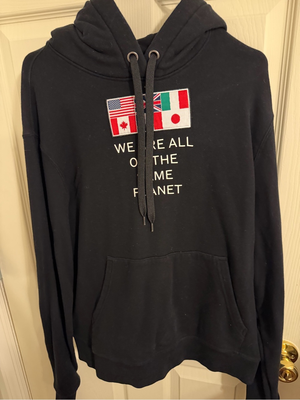 Burberry Black Pullover Hoodie with Flag Patch Detail
